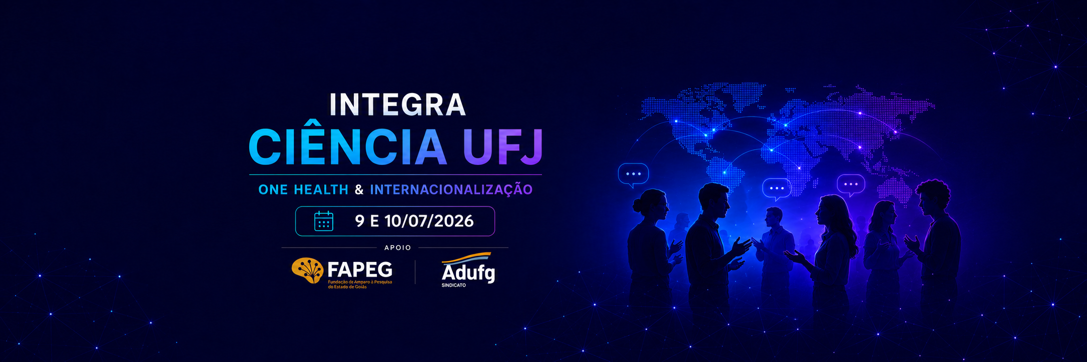 Banner do evento Integra Ciência UFJ: One Health & Internacionalização